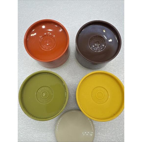 Vintage Tupperware Stacking Spice Shakers Harvest Set 12 Green Orange Gold Brown - Picture 4 of 8